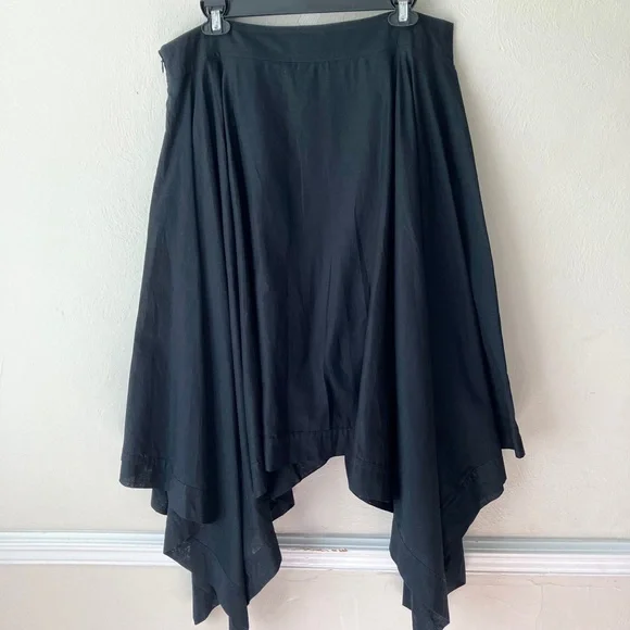 St John Black Cotton Caviar Sharkbite Hem Midi Skirt - Picture 4 of 7